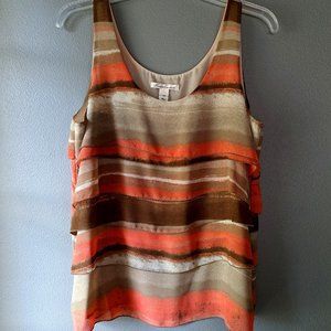 Kenneth Cole New York Orange and Tan Tank Top, Size 12 Petite
